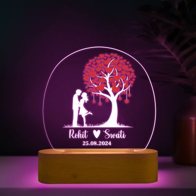 Personalized Couple Name Led Night Lamp with Automatic Color Changing Light Gift for Wife, Girlfriend, Husband, Boyfriend Anniversary Gift Valentine Day Gift Couple Lamp
